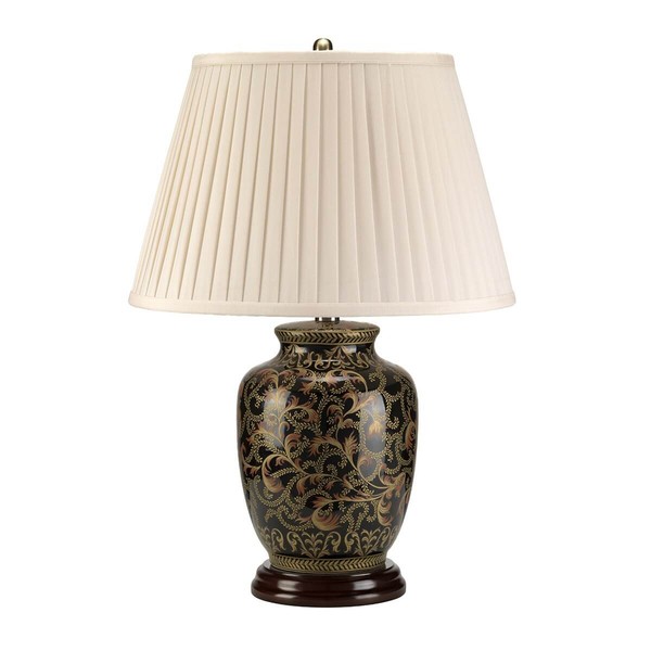 Elstead Morris Tischleuchte E27 59cm Gold und Schwarz Creme, Made in UK