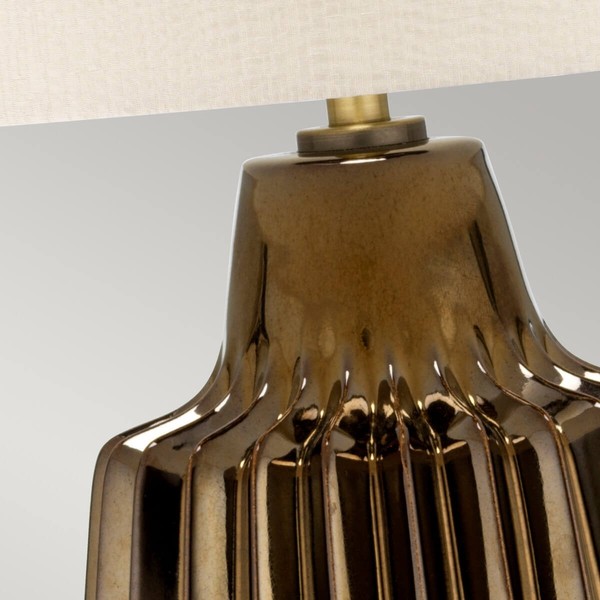 Elstead Newham Tischleuchte E27 67cm Bronze Keramik, Perlglanz Perlmuttsatin strukturiert