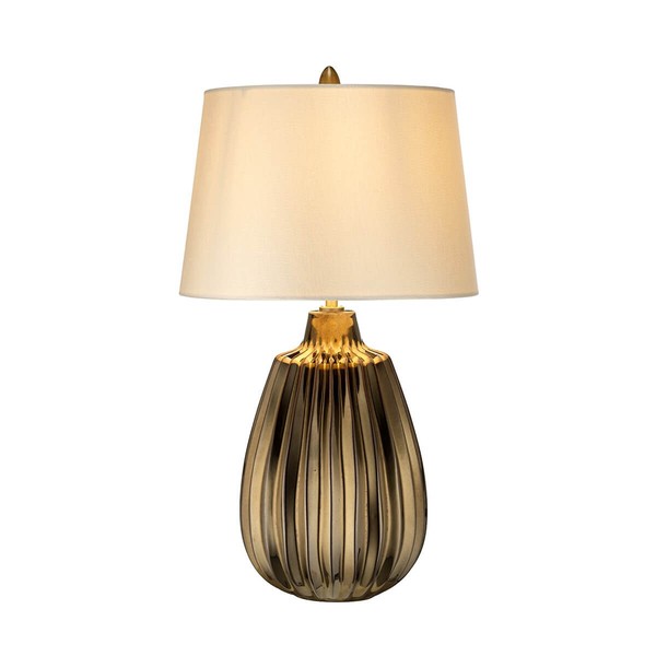 Elstead Newham Tischleuchte E27 55cm Bronze Keramik, Perlglanz Perlmuttsatin strukturiert