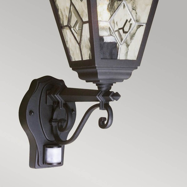Elstead Norfolk Außen-Wandleuchte Sensor E27 47cm Schwarz IP43