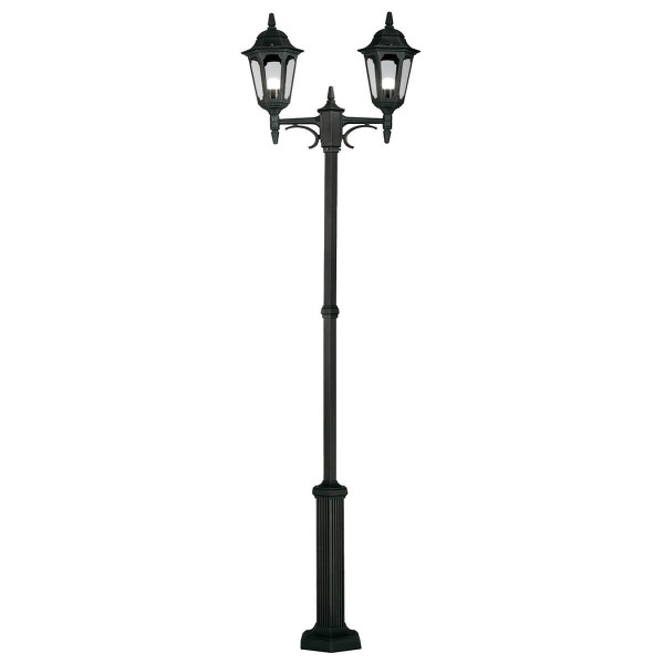 Elstead Parish Außen-Stehleuchte E27 2-fach 228cm Schwarz IP44, Made in UK