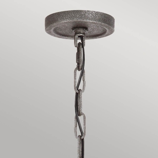 Elstead Angelo Kronleuchter E27 6-fach Verwitterte Eiche, schiefergraues Metall Klar