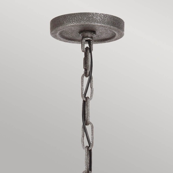 Elstead Angelo Kronleuchter E27 9-fach Verwitterte Eiche, schiefergraues Metall Klar