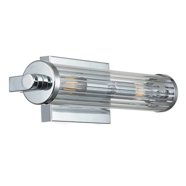 Elstead Azores Wandleuchte E14 2-fach Poliertes Chrom Klar geriffelt IP44