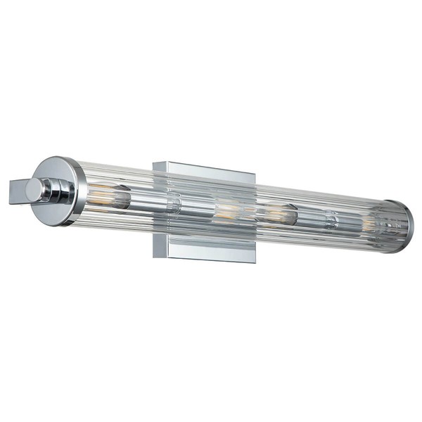 Elstead Azores Wandleuchte E14 4-fach Poliertes Chrom Klar geriffelt IP44