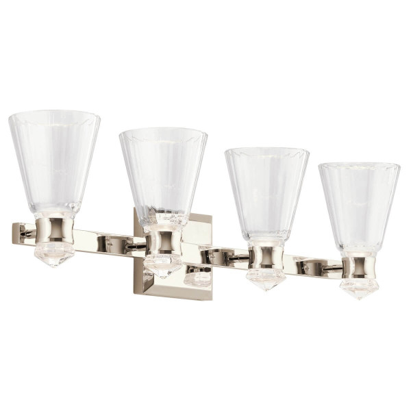 Elstead Kayva LED Wandleuchte 4-fach Poliertes Nickel Klar facettiert IP44