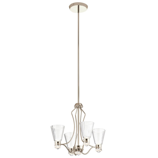 Elstead Kayva LED Kronleuchter 51cm Poliertes Nickel Klar facettiert IP44