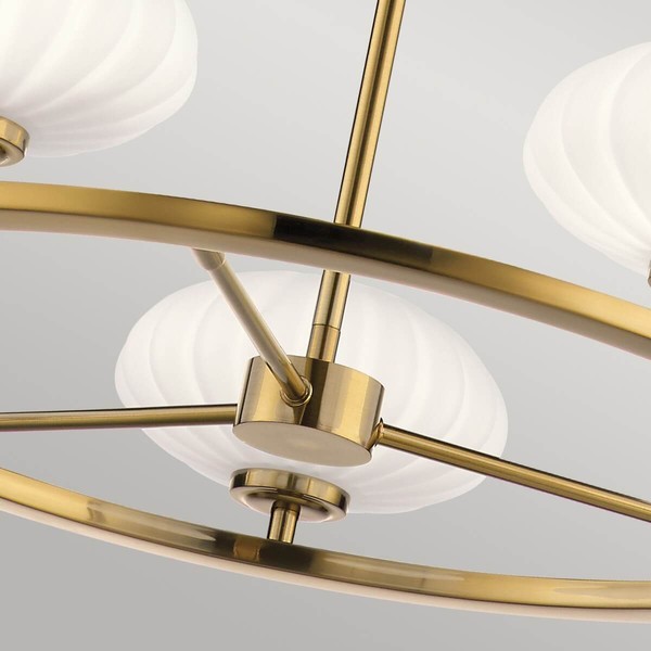 Elstead Pim LED Kronleuchter G9 5-fach Fuchs-Gold Satinierter, ummantelter Opal IP44