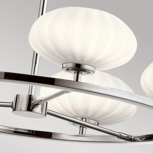 Elstead Pim LED Kronleuchter G9 5-fach Poliertes Chrom Satinierter, ummantelter Opal IP44