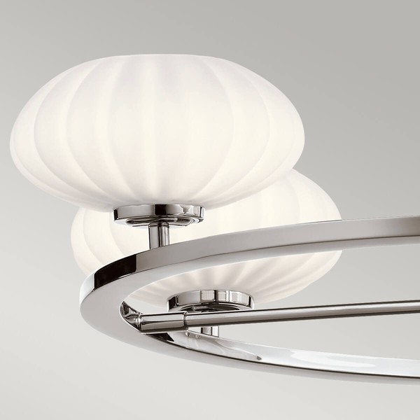 Elstead Pim LED Kronleuchter G9 5-fach Poliertes Chrom Satinierter, ummantelter Opal IP44