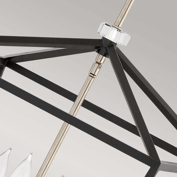 Elstead Stinson Hängeleuchte E14 4-fach 58cm Schwarz mit poliertem Nickel