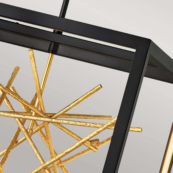 Elstead Styx LED Hängeleuchte 54cm Schwarz und vergoldetes Gold