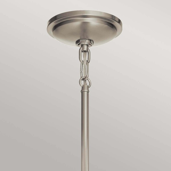 Elstead Tollis Hängeleuchte E27 32cm Gebürstetes Nickel und weiß Klar gerippt