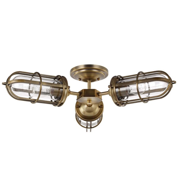Elstead Urban Restoration Deckenleuchte E27 3-fach Dunkles Antikmessing Klar IP44