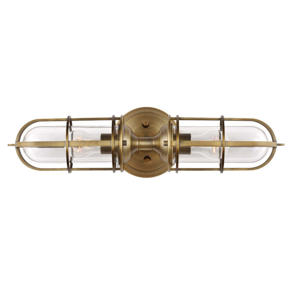 Elstead Urban Restoration Wandleuchte E27 2-fach Dunkles Antikmessing Klar IP44