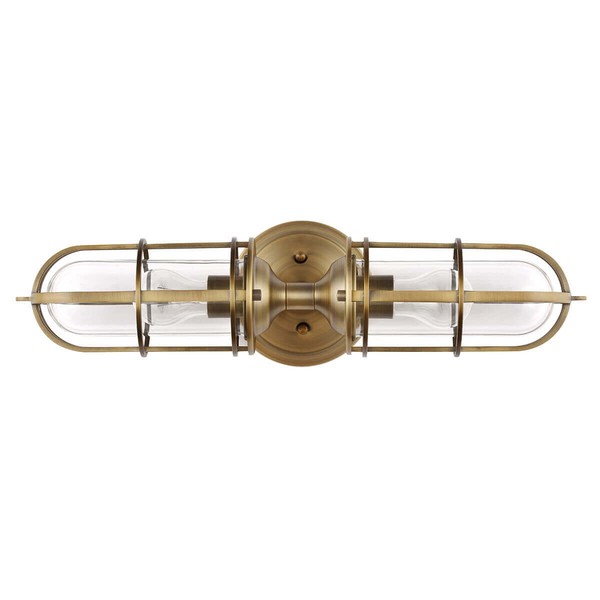 Elstead Urban Restoration Wandleuchte E27 2-fach Dunkles Antikmessing Klar IP44