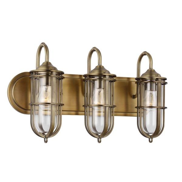 Elstead Urban Restoration Wandleuchte E27 3-fach Dunkles Antikmessing Klar IP44
