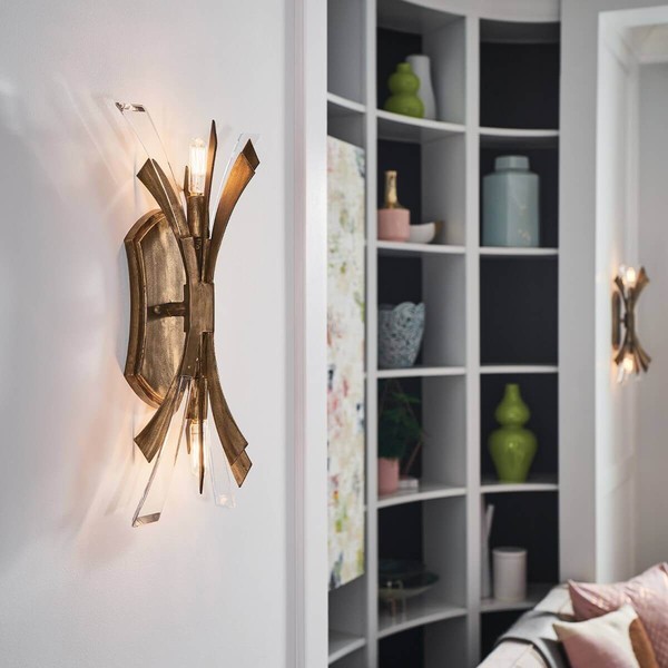 Elstead Vida Wandleuchte E14 2-fach Brüniertes Gold