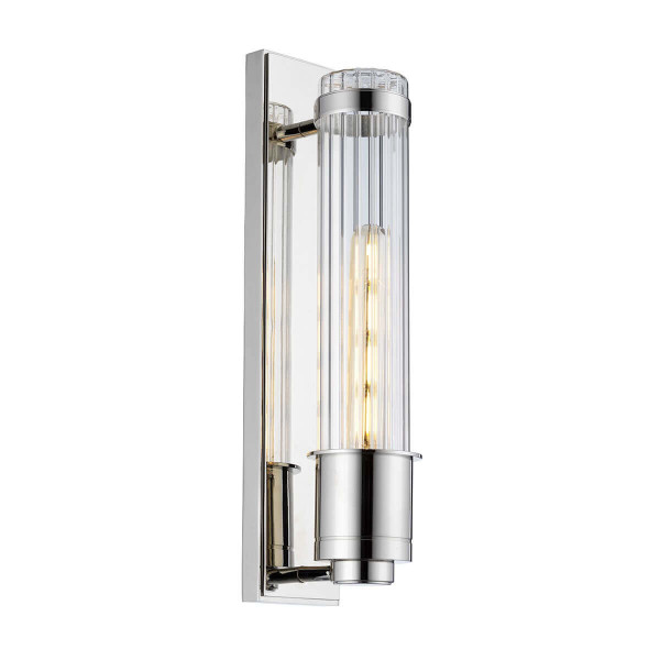 Elstead Wellington Wandleuchte E27 Poliertes Chrom Klar IP44