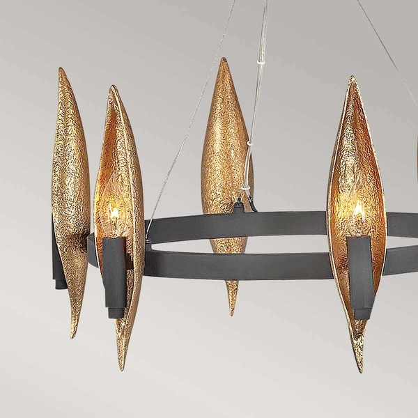 Elstead Willow Kronleuchter E14 6-fach schwarz mit Deluxe Gold