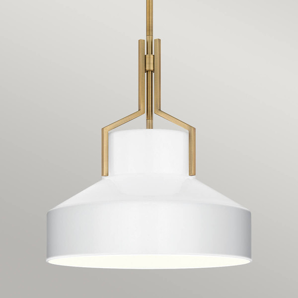 Elstead Brecken Pendelleuchte E27 2-fach Gealtertes Messing und Opalglas-Schirm mit Einfassung Opalglas