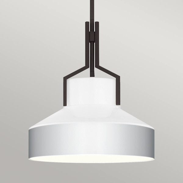 Elstead Brecken Pendelleuchte E27 2-fach Gealterte Bronze und Schirm in Alabasteroptik Opalglas