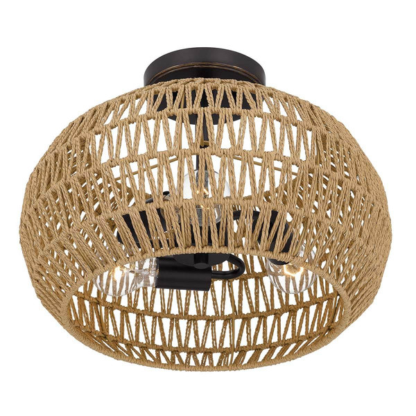 Elstead Casablanca Deckenleuchte E27 3-fach Palladianische Bronze Papierseil naturfarben