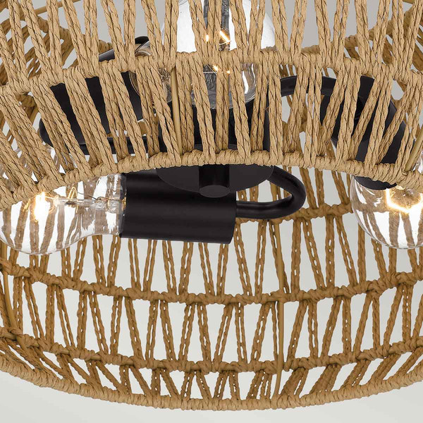 Elstead Casablanca Deckenleuchte E27 3-fach Palladianische Bronze Papierseil naturfarben