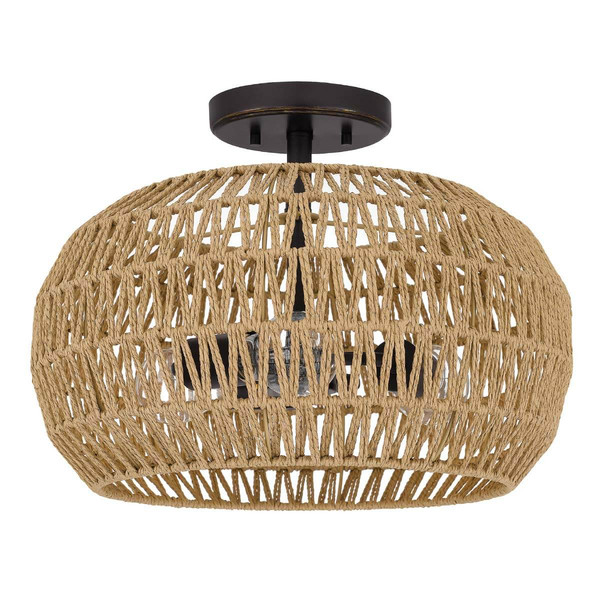 Elstead Casablanca Deckenleuchte E27 3-fach Palladianische Bronze Papierseil naturfarben