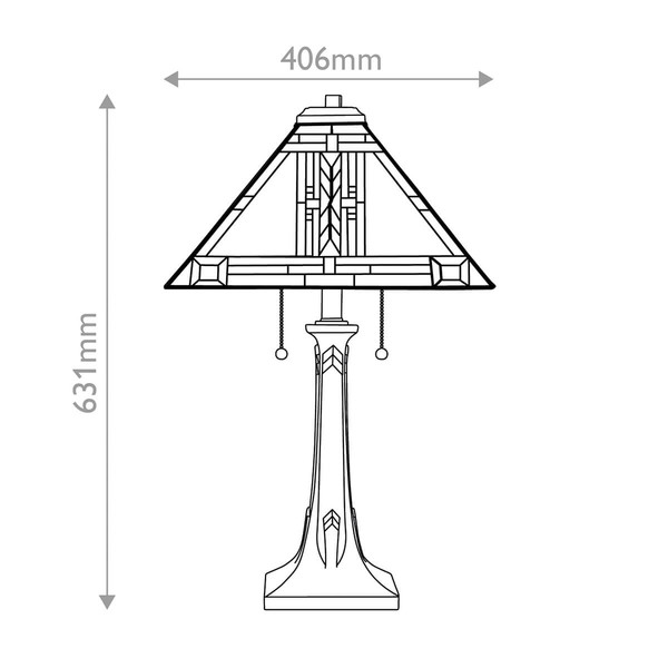 Elstead Navajo Tischlampe E27 2-fach Bronze und Kunstglas-Schirm Tiffanyglas