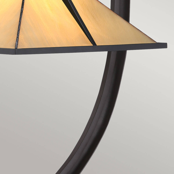 Elstead Pomeroy Tischlampe E27 Western Bronze mit Kunstglas Schirm Tiffanyglas
