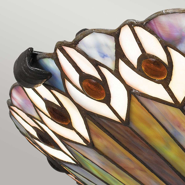 Elstead Watkins Deckenleuchte E27 2-fach Valiant Bronze und Kunstglas-Schirm Kunstglas