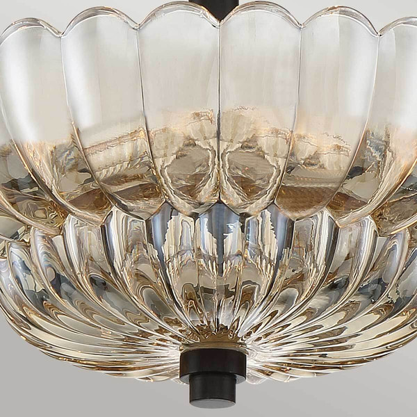 Elstead Whitecap Deckenleuchte E14 3-fach Glas getönt, Kakaofarben Glas amber