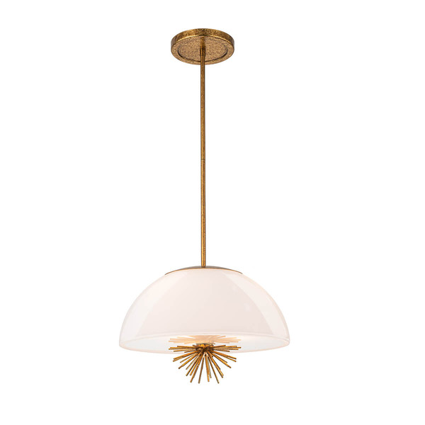 Elstead Staring Pendelleuchte E14 3-fach Gebeiztes Gold Opal
