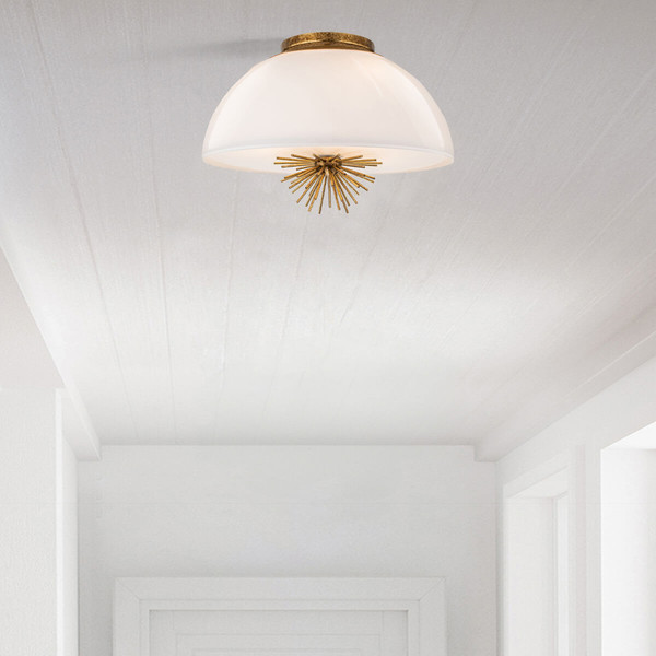 Elstead Staring Pendelleuchte E14 3-fach Gebeiztes Gold Opal