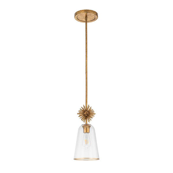 Elstead Staring Pendelleuchte E27 Gebeiztes Gold Klar