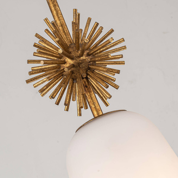 Elstead Staring Pendelleuchte E27 Gebeiztes Gold Opal