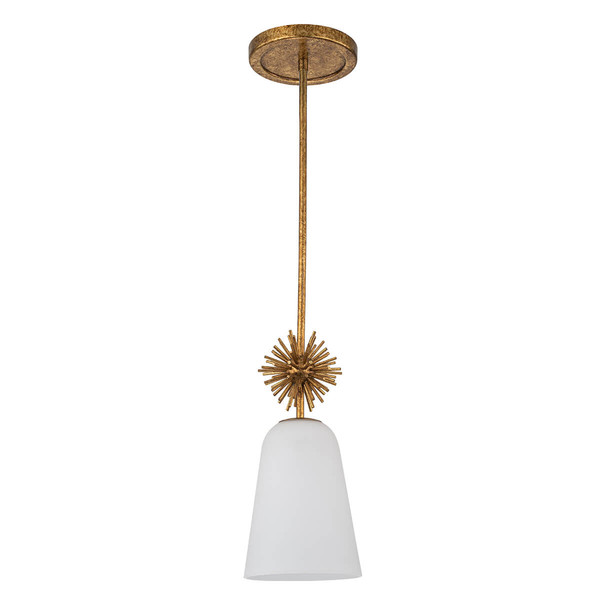 Elstead Staring Pendelleuchte E27 Gebeiztes Gold Opal