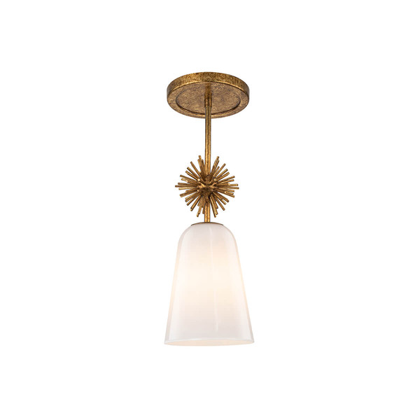 Elstead Staring Pendelleuchte E27 Gebeiztes Gold Opal