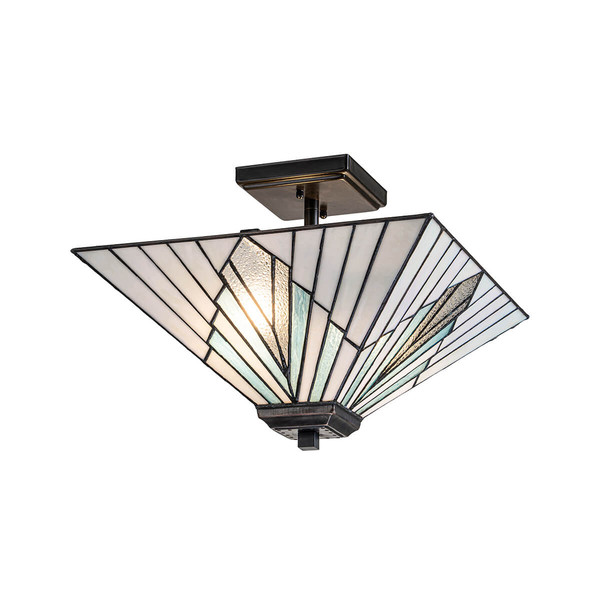 Elstead Alderley Pendelleuchte E27 2-fach Vintage-Bronze Tiffanyglas
