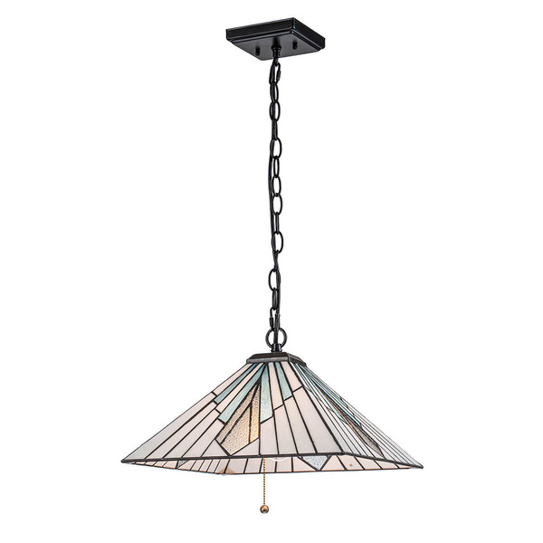 Elstead Alderley Pendelleuchte E27 Vintage-Bronze Tiffanyglas