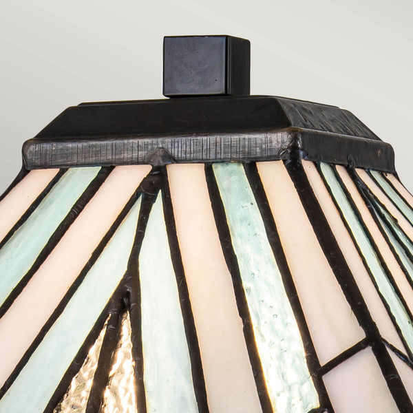 Elstead Alderley Tischlampe E27 Vintage-Bronze Tiffanyglas