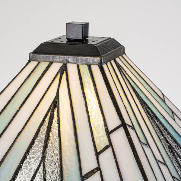 Elstead Alderley Tischlampe E27 Vintage-Bronze Tiffanyglas
