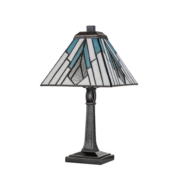 Elstead Alderley Tischlampe E14 Vintage-Bronze Tiffanyglas