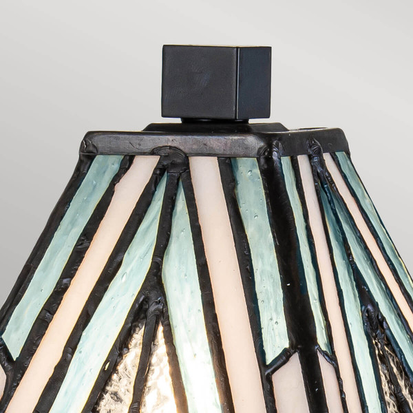 Elstead Alderley Tischlampe E14 Vintage-Bronze Tiffanyglas klein