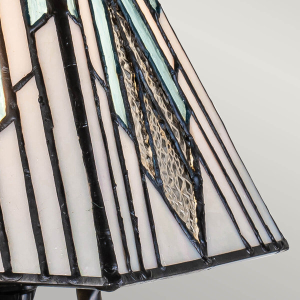 Elstead Alderley Tischlampe E14 Vintage-Bronze Tiffanyglas klein