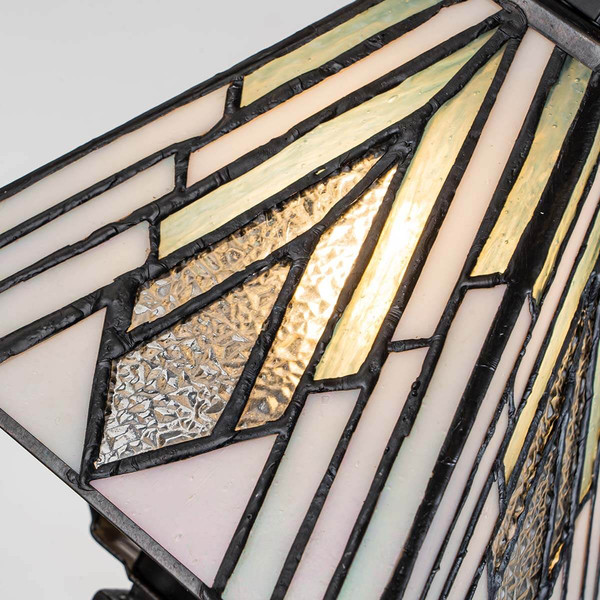 Elstead Alderley Tischlampe E14 Vintage-Bronze Tiffanyglas klein