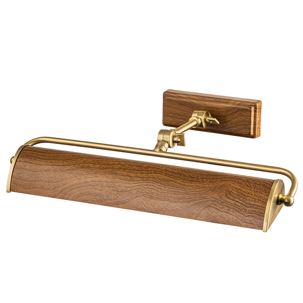 Elstead Winchfield Bilderleuchte E14 2-fach Antik-Messing und Eiche-Effekt Messing Antik und Eicheoptik