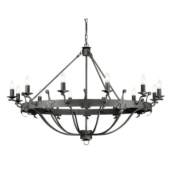Elstead Windsor Kronleuchter E14 12-fach Graphit, Made in UK