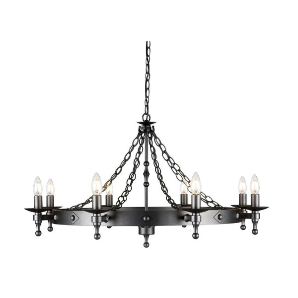 Elstead Warwick Kronleuchter E14 8-fach Graphit Schwarz, Made in UK